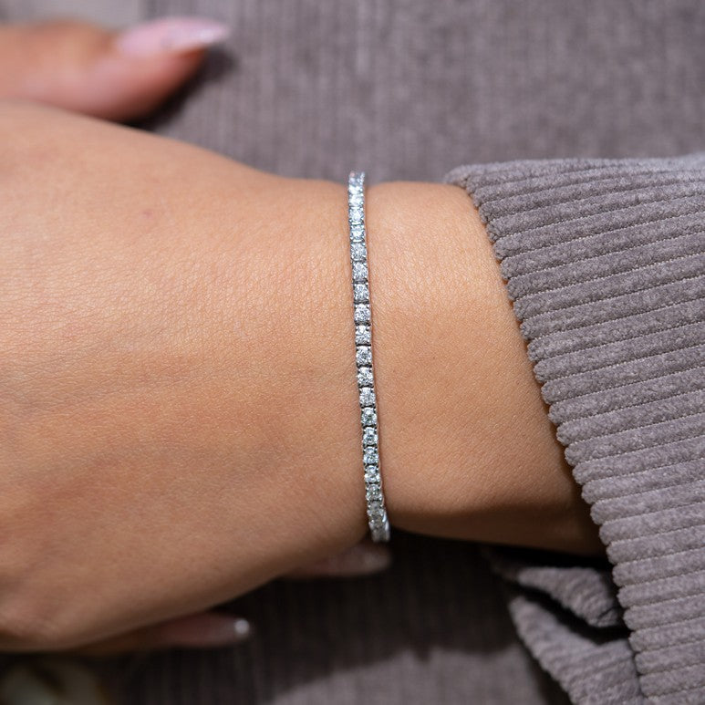 Solid Gold Lab-Created 4-Prong Diamond Tennis Bracelet (FFAC9A)