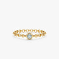 Solid Gold Aquamarine Chain Ring (14F3EE)