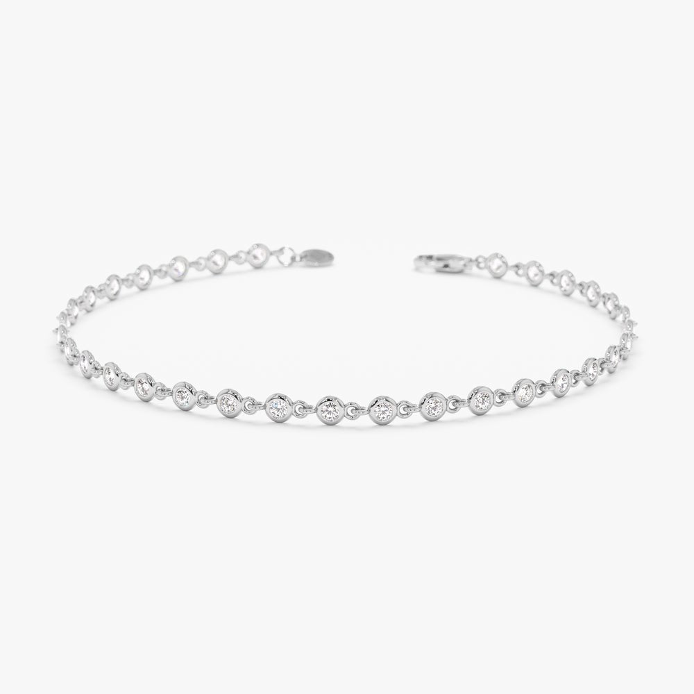 Solid Gold Natural Diamond Tennis Bracelet (EC2097)