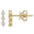 Solid Gold Diamond Triple Bar Stud Earring
