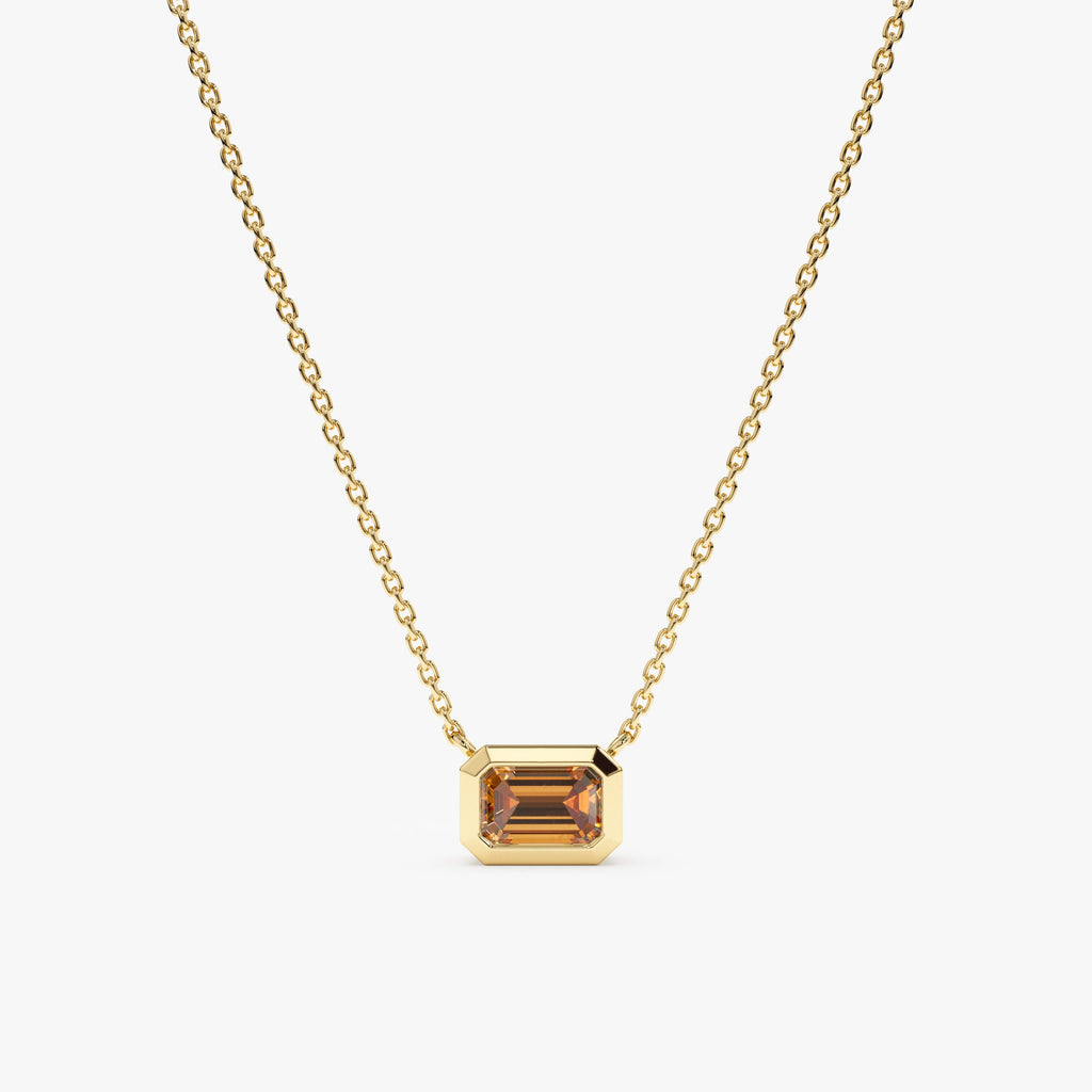 Solid Gold Citrine Necklace (2AE219)