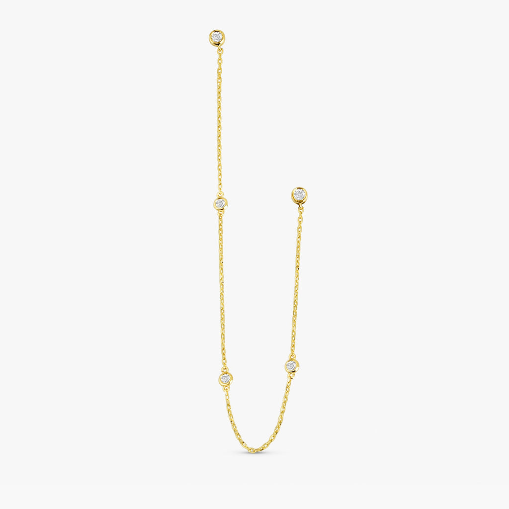 Solid Gold Multi Diamond Hanging Chain Studs