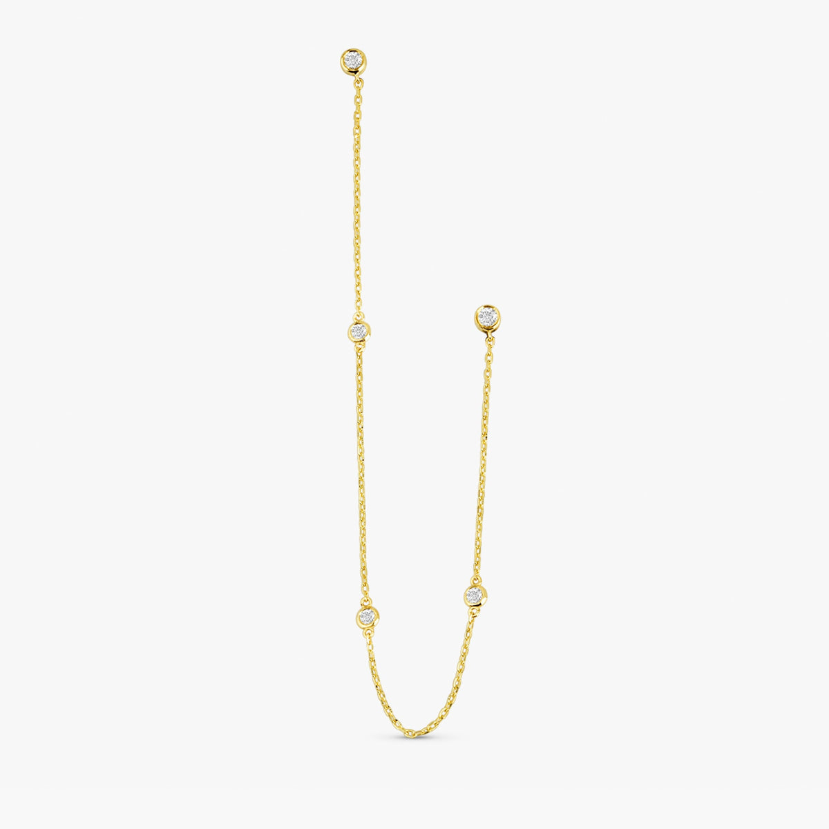 Solid Gold Multi Diamond Hanging Chain Studs