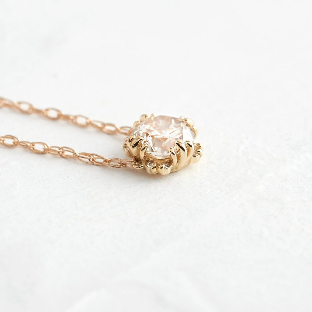 Solid Gold Diamond Threaded Necklace with Halo