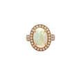 18K Solid Gold and Round Cut Diamond Opal Ring - Style A