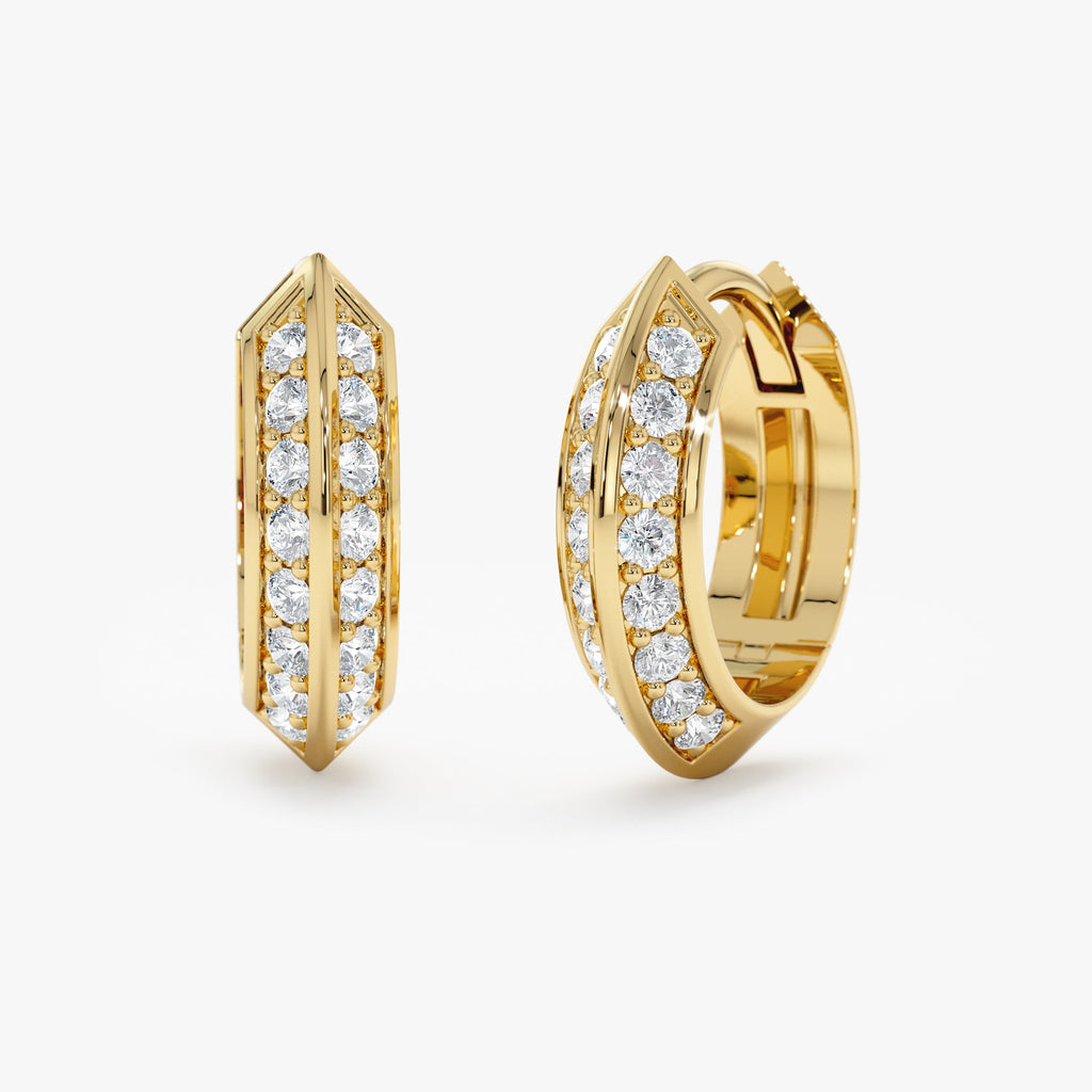 Solid Gold Diamond Edge Hoops