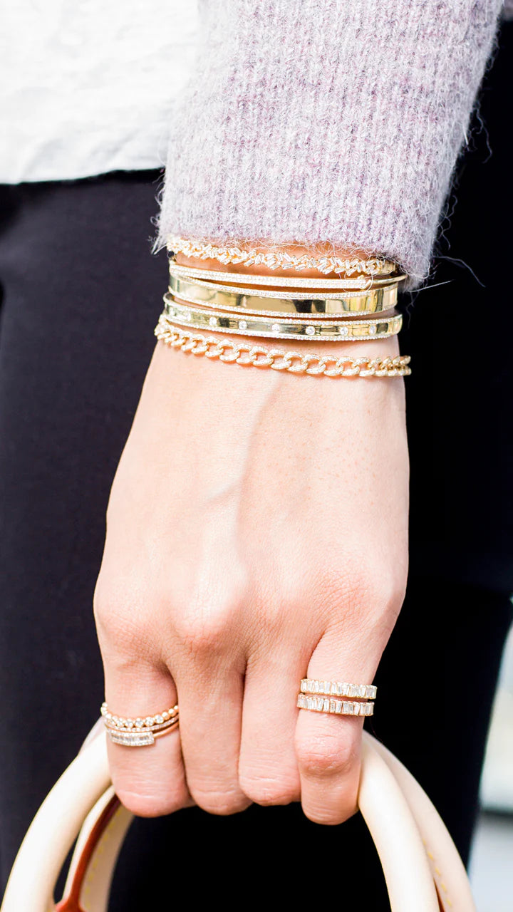 Solid Gold Diamond Double Bar Latch Bracelet