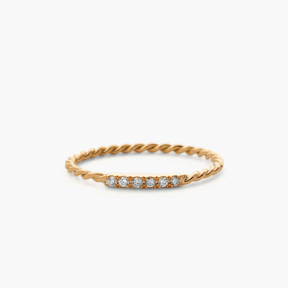 Solid Gold Twisted Diamond Wedding Band