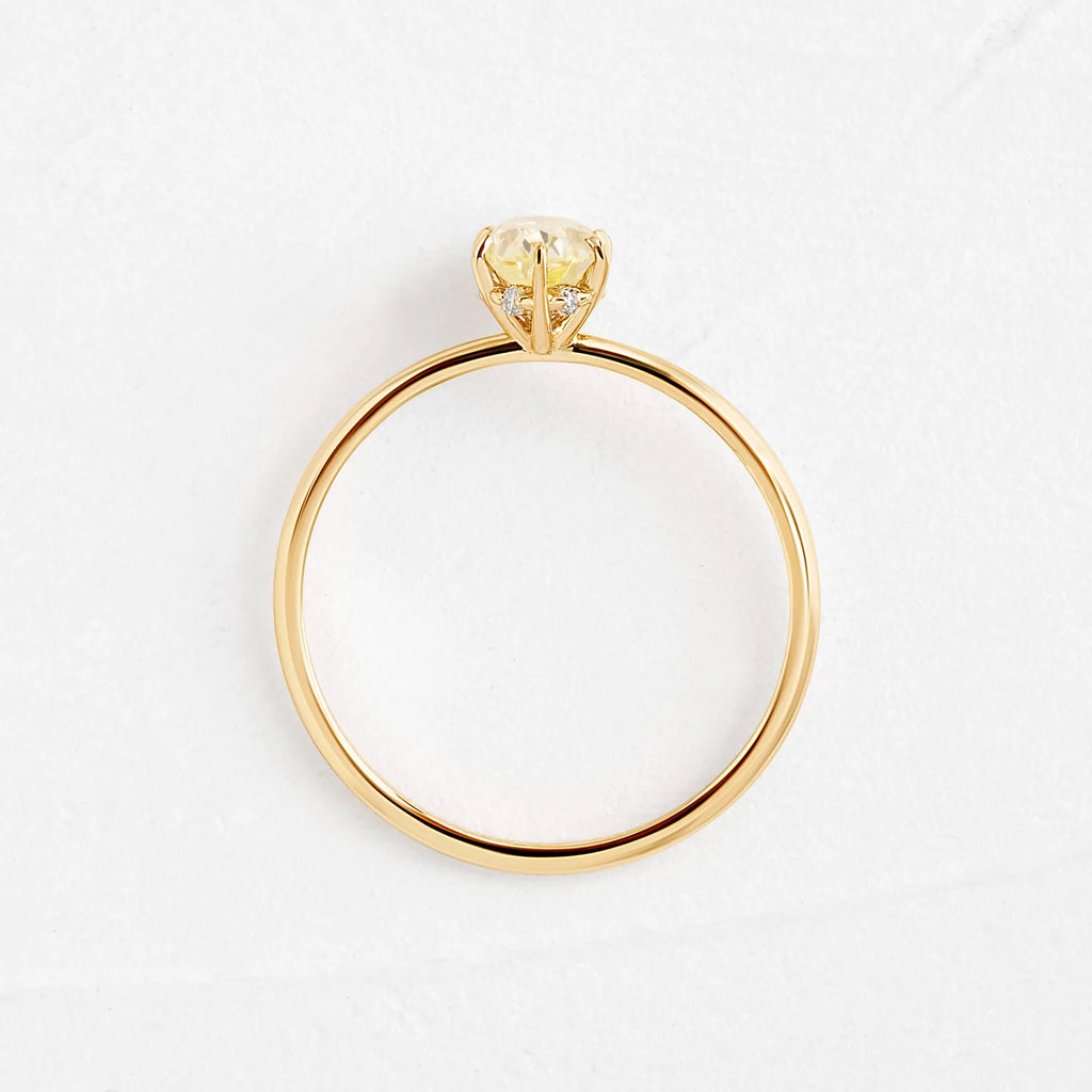 Solid Gold 0.64ct. Oval Cut Yellow Diamond Ring