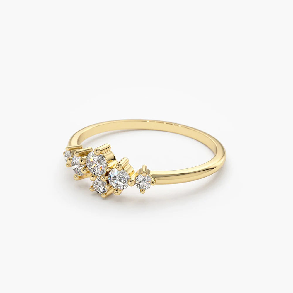 Solid Gold Large Diamond Cluster Ring