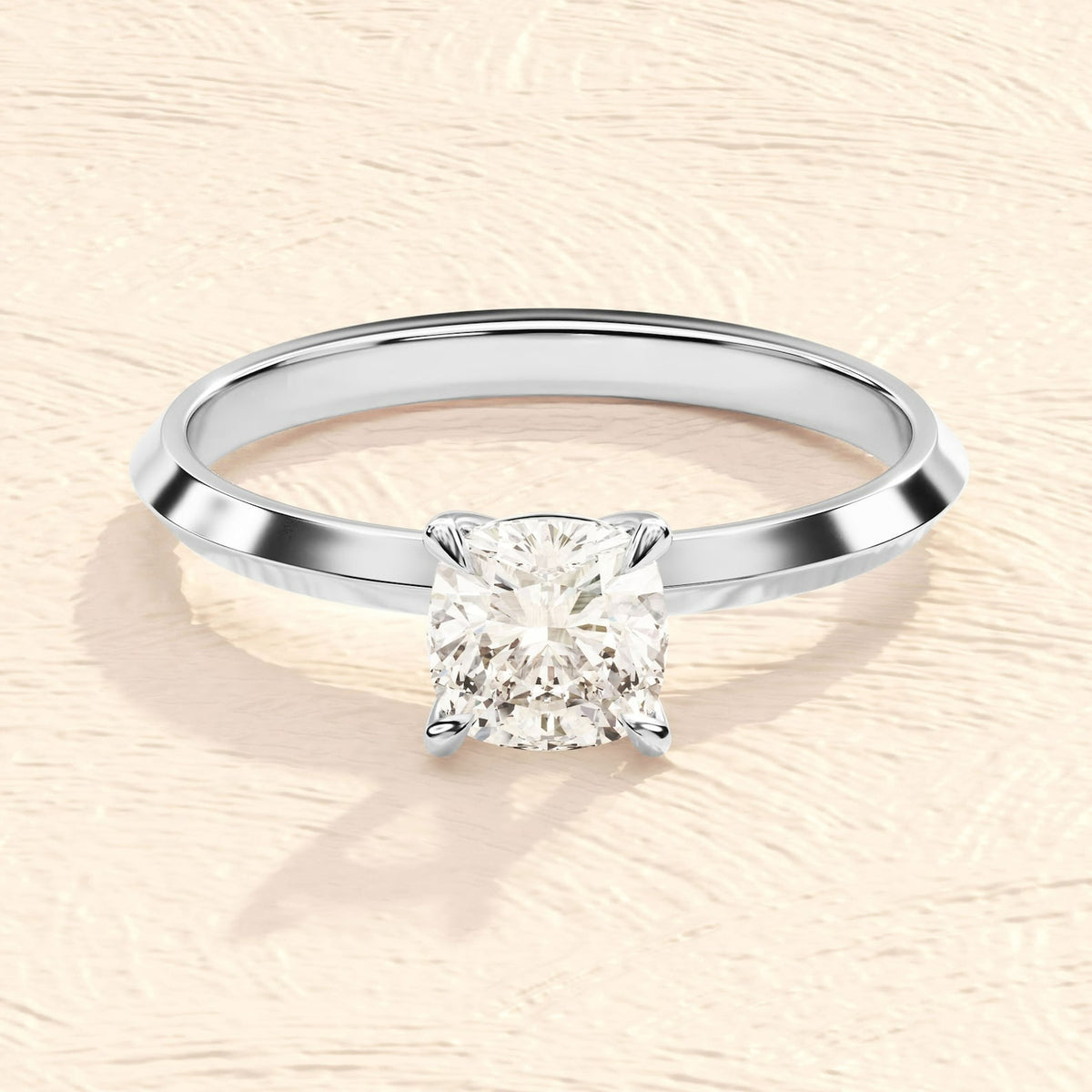 Solid Gold Cushion Cut Engagement Ring 4ct Lab Grown Dimond