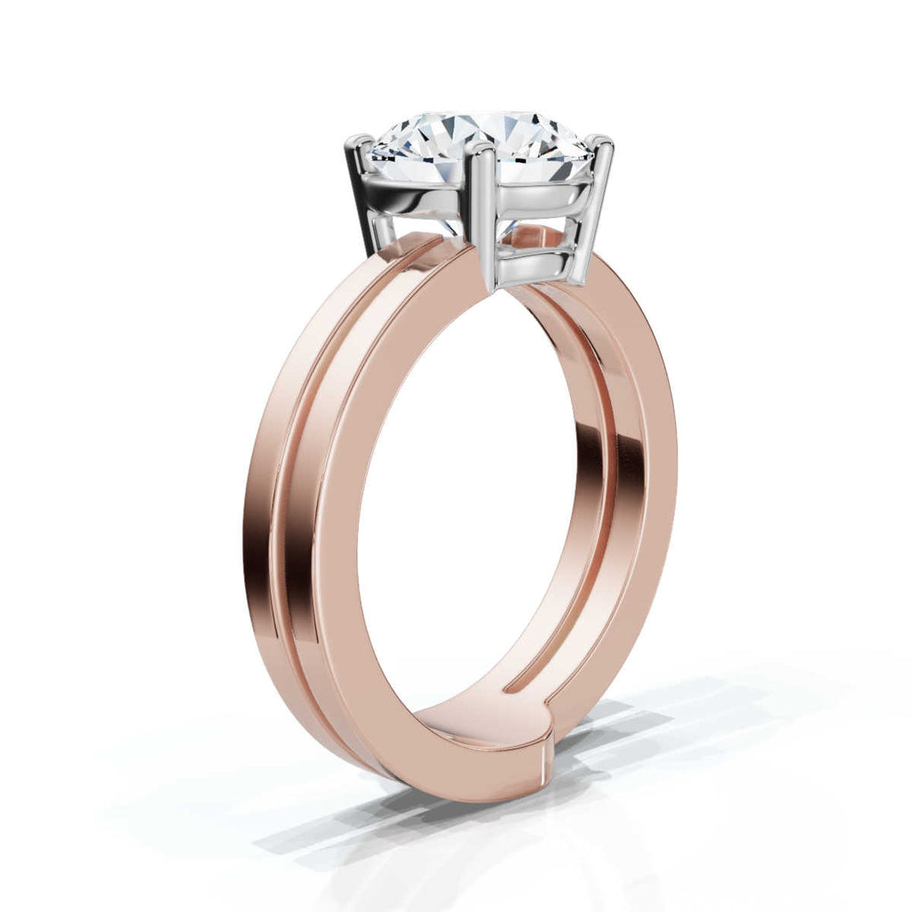 Solid Gold Double Shank Lab Grown Diamond Ring