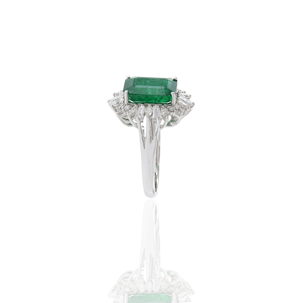 Solid Gold 4.01CT Emerald And Diamond Cocktail Ring
