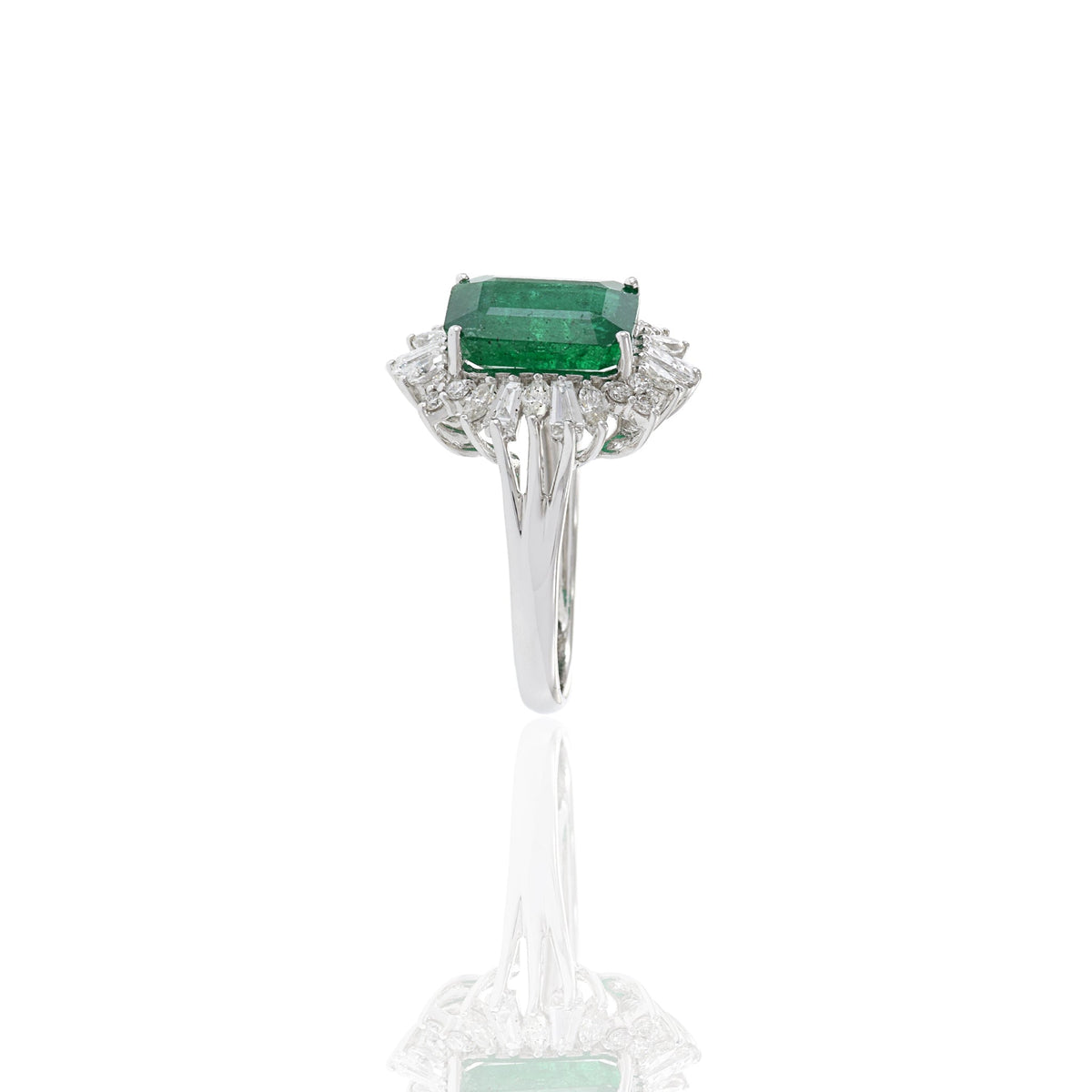 Solid Gold 4.01CT Emerald And Diamond Cocktail Ring