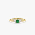 Solid Gold Emerald and Diamond Engagement Ring (3E3DED)