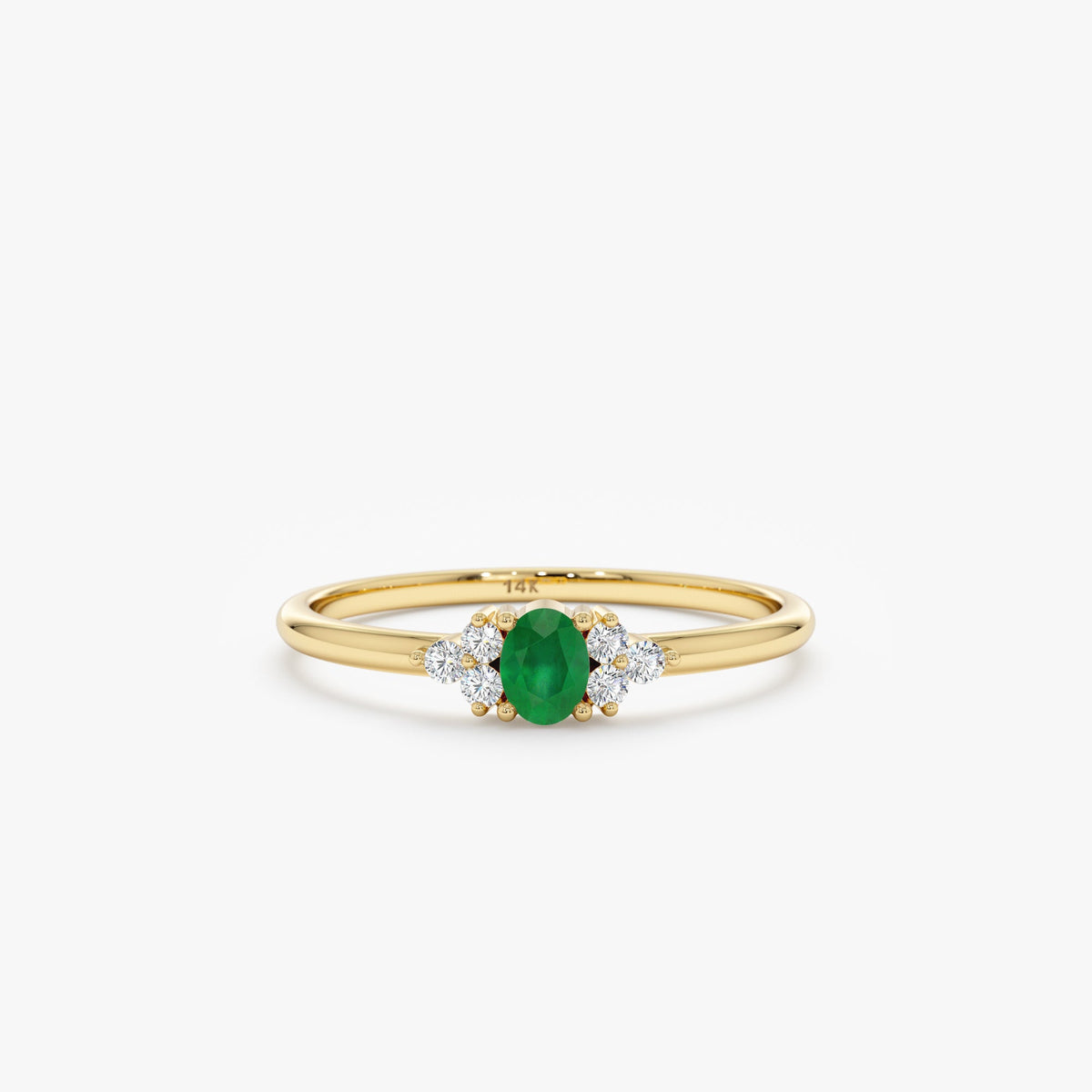 Solid Gold Emerald and Diamond Engagement Ring (E222CD)