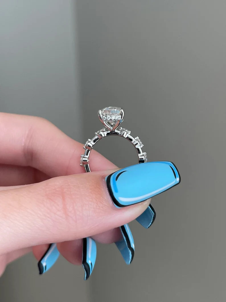 Solid Gold 2.5 Carat Pear Shape Moissanite Engagement Diamond Ring