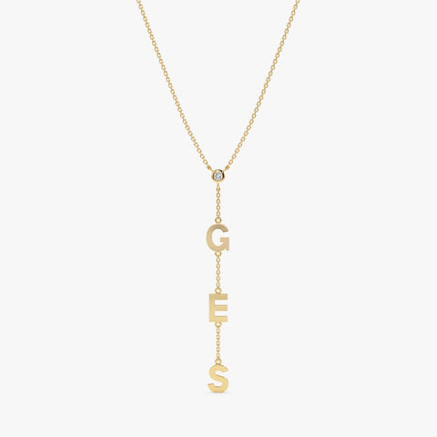 Solid Gold Personalized Single Diamond Lariat Necklace (8CF64A)