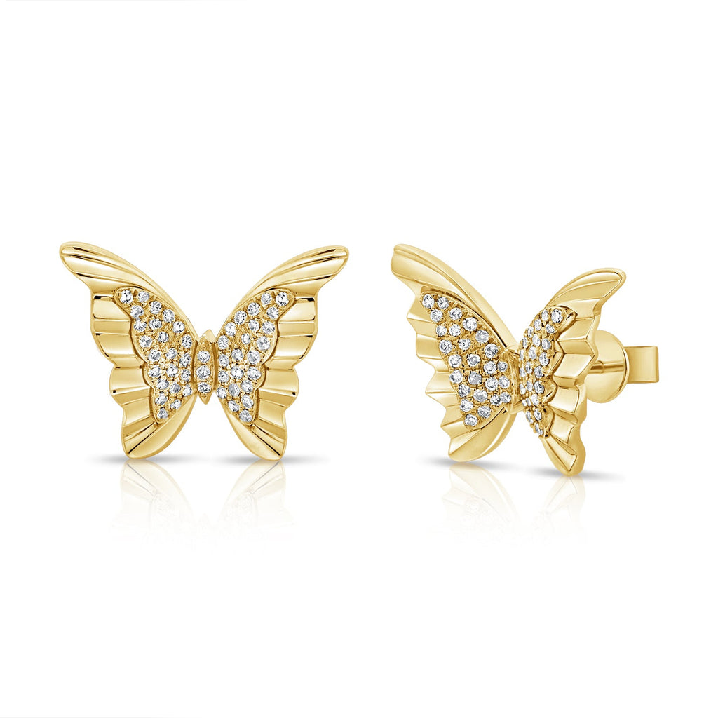 Solid Gold Diamond Butterfly Earring