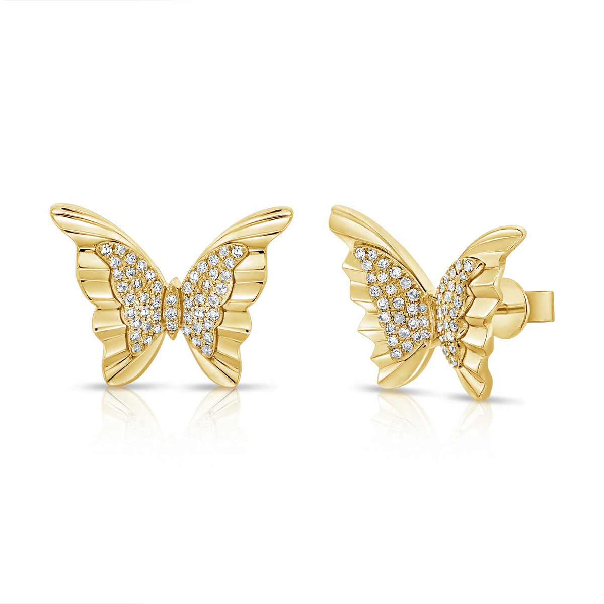 Solid Gold Diamond Butterfly Earring