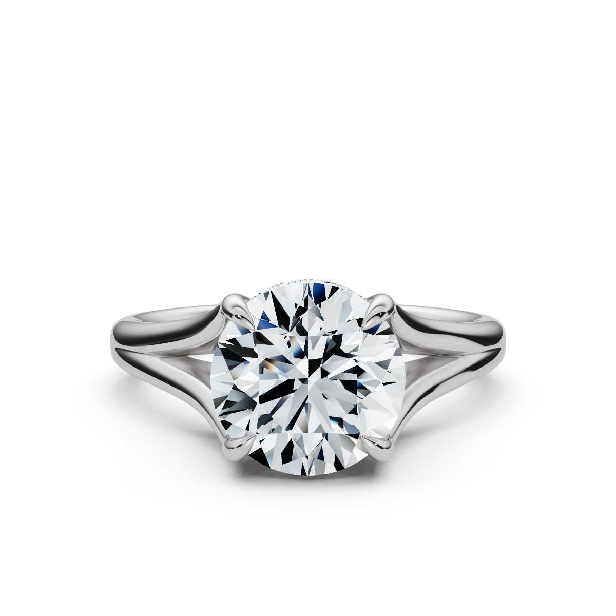 14K Solid Gold 2 CT Round Diamond Halo Ring