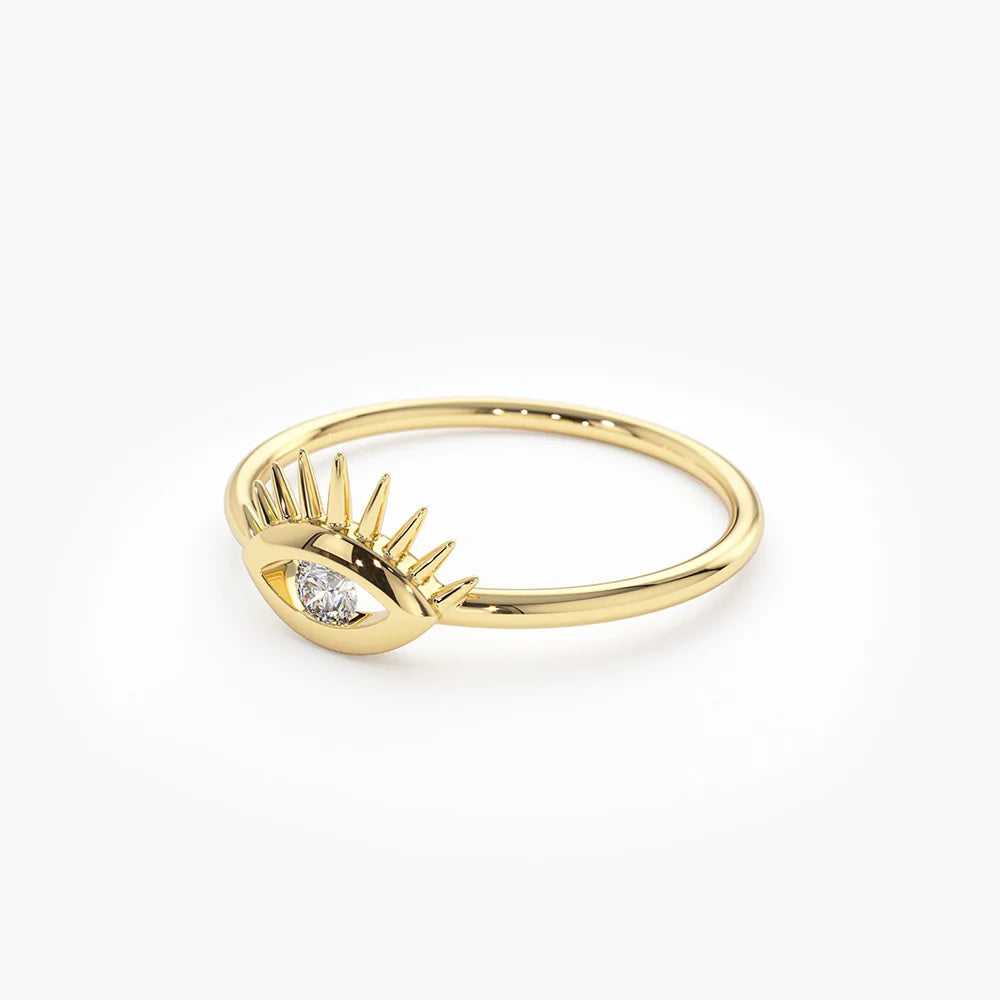Solid Gold Diamond Evil Eye Ring