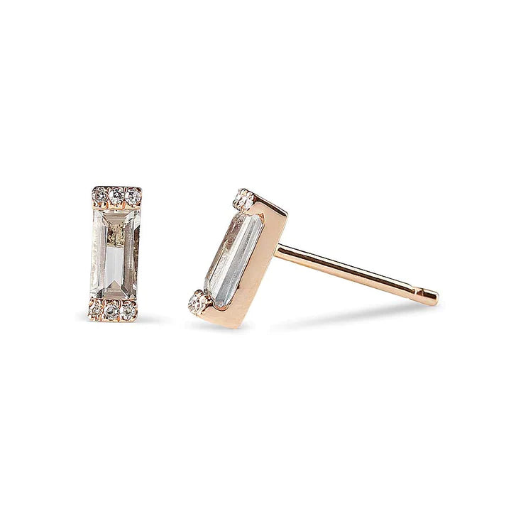 Solid Gold Maizey Diamond And Topaz Earrings
