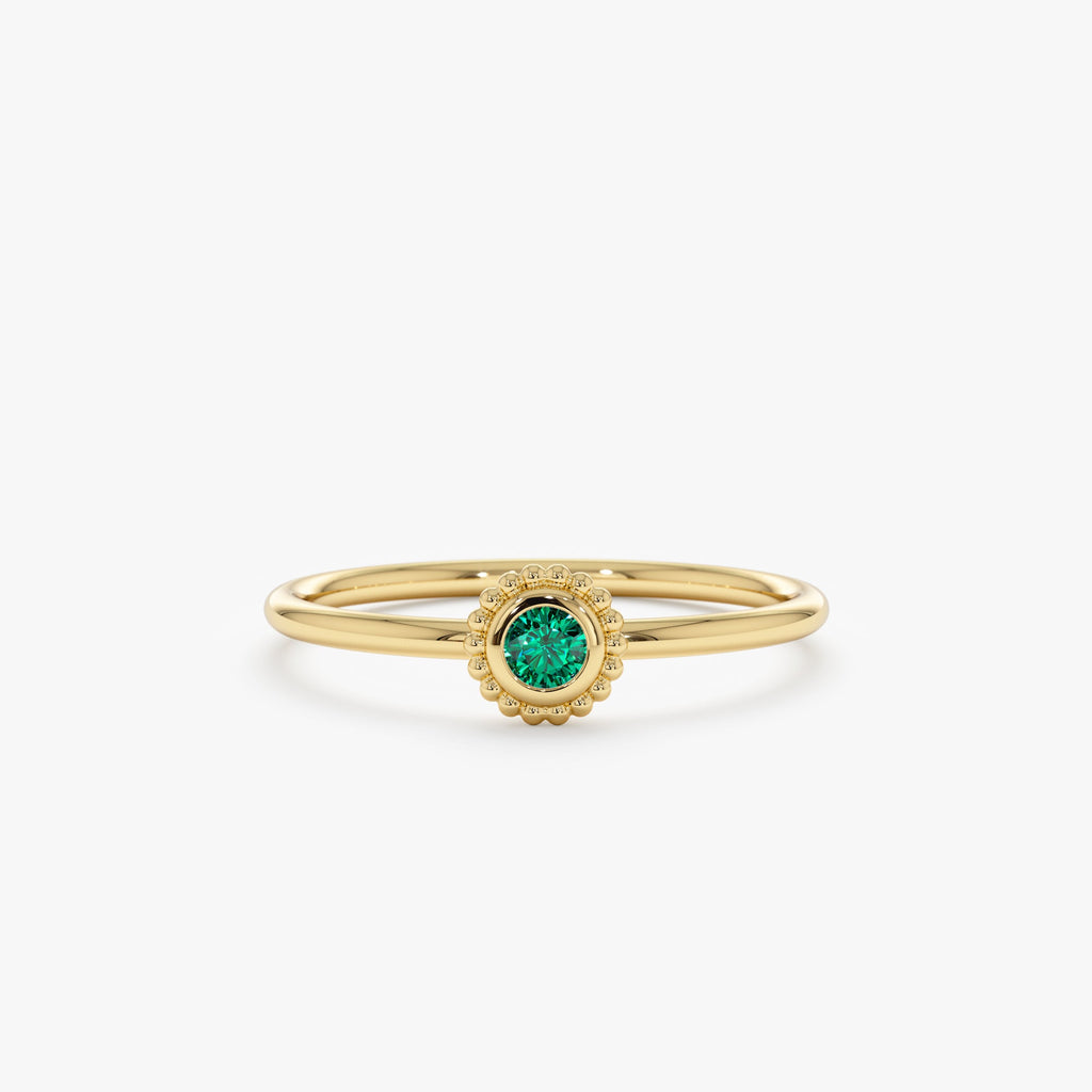 Solid Gold Emerald Art Deco Ring