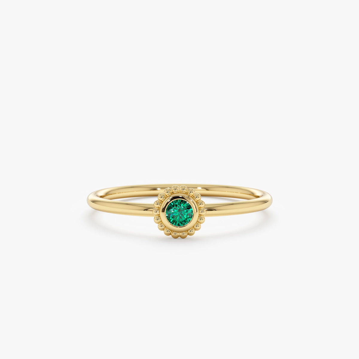 Solid Gold Emerald Art Deco Ring