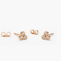Solid Gold Dainty Round Cut Lab-Grown Diamond Trio Stud Earring