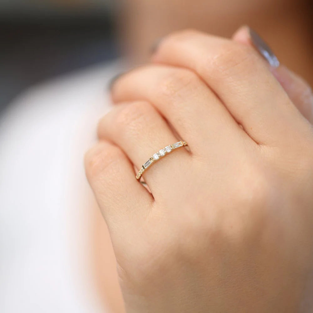 Solid Gold Three Diamond Equilibrium Ring