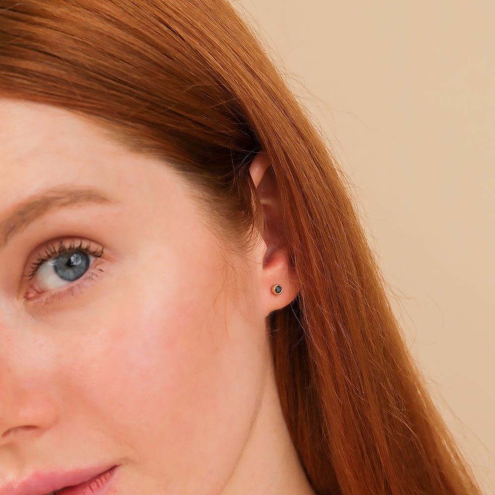 Solid Gold Black Diamond Studs
