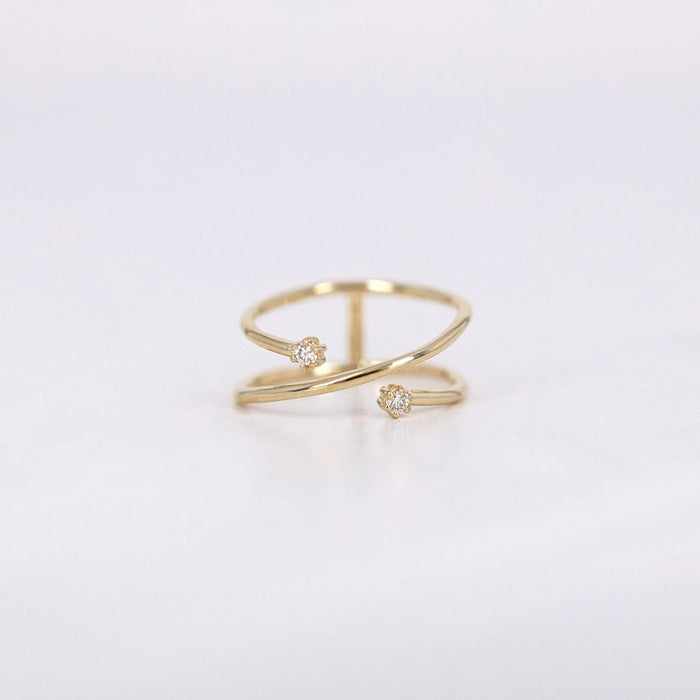 Solid Gold Cross Diamond Minimalist Ring