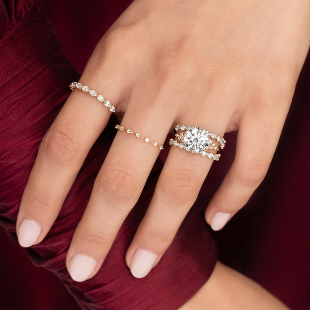 Solid Gold Distance Diamond Stacking Band