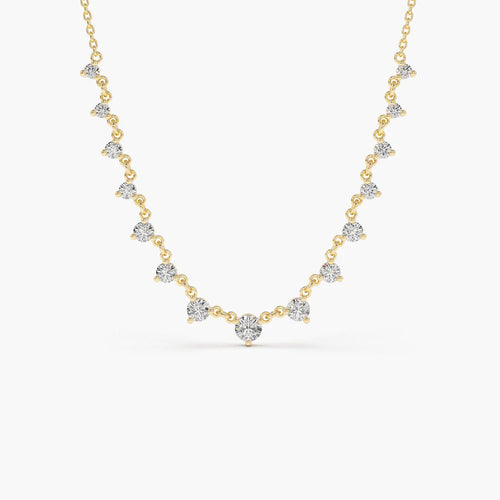 Solid Gold 0.85 ctw Solitaire Diamond Graduating Necklace