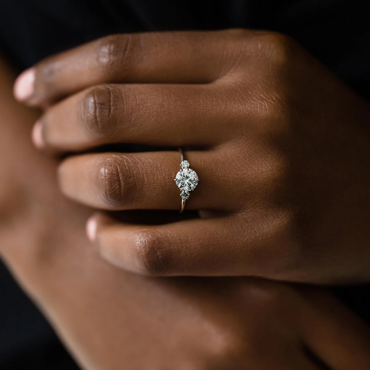 Solid Gold Tempo Ring, 1ct. Round Cut Diamond Moissanite Ring
