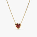 Solid Gold Garnet Heart Necklace