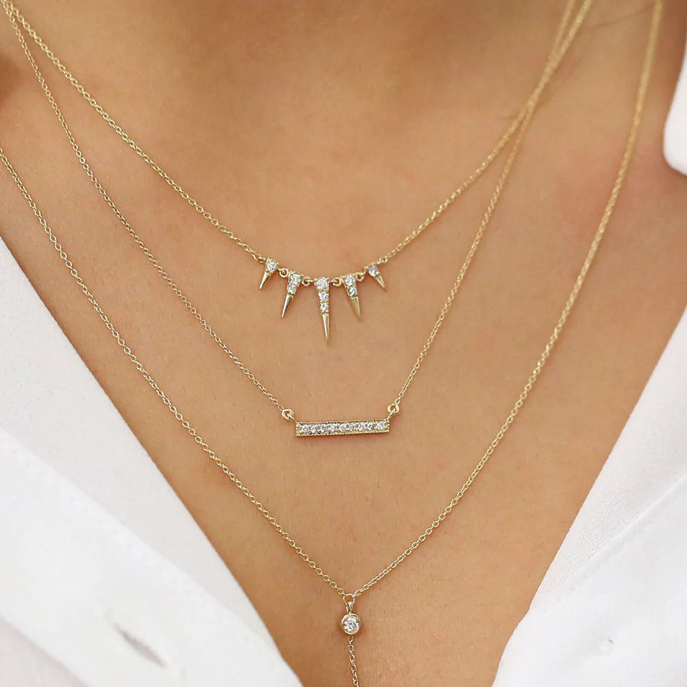 Solid Gold Diamond Bar Necklace (93D8F0)