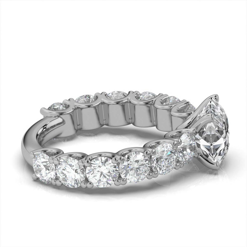 Solid Gold U Shape Lab Grown Diamond Engagement Ring