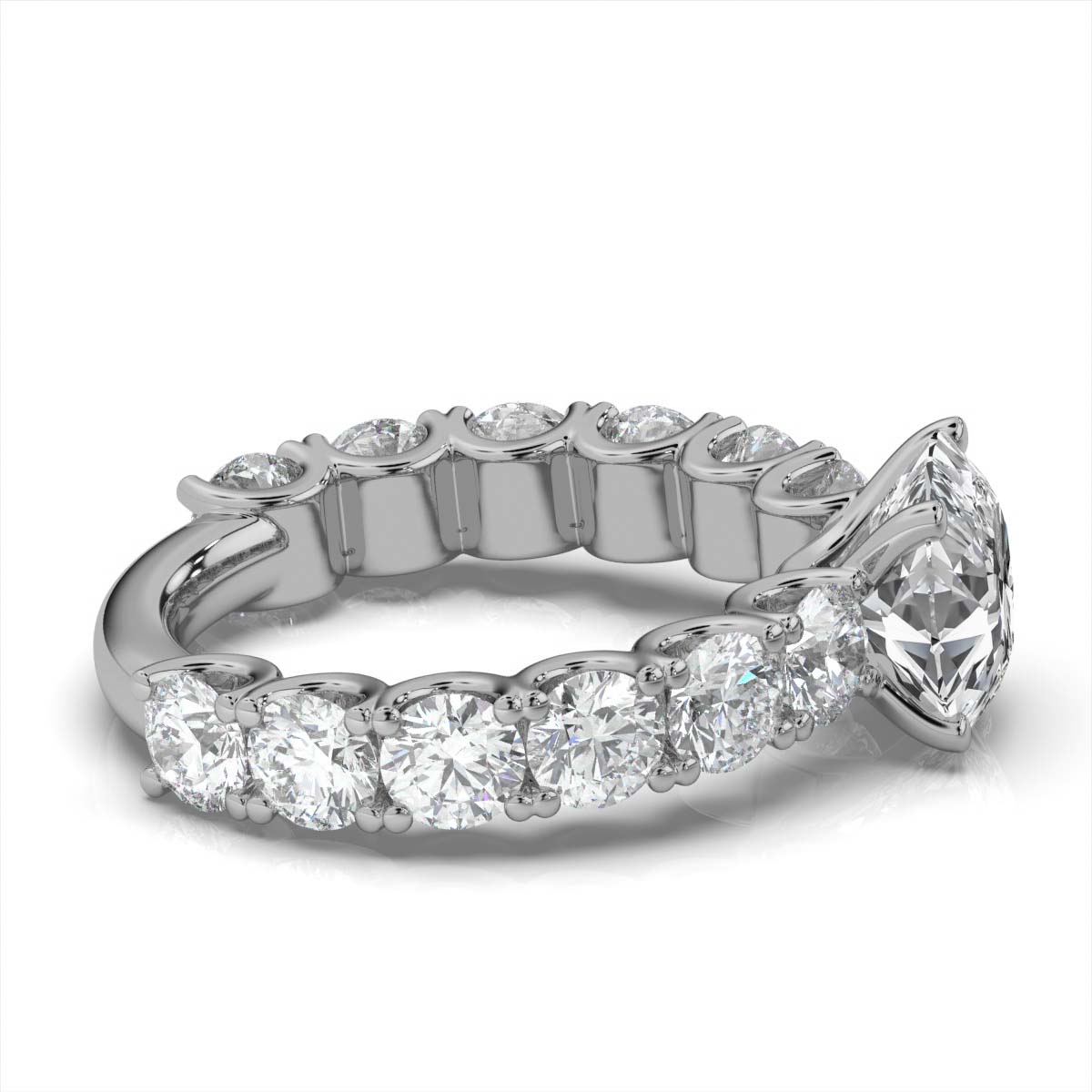 Solid Gold U Shape Lab Grown Diamond Engagement Ring