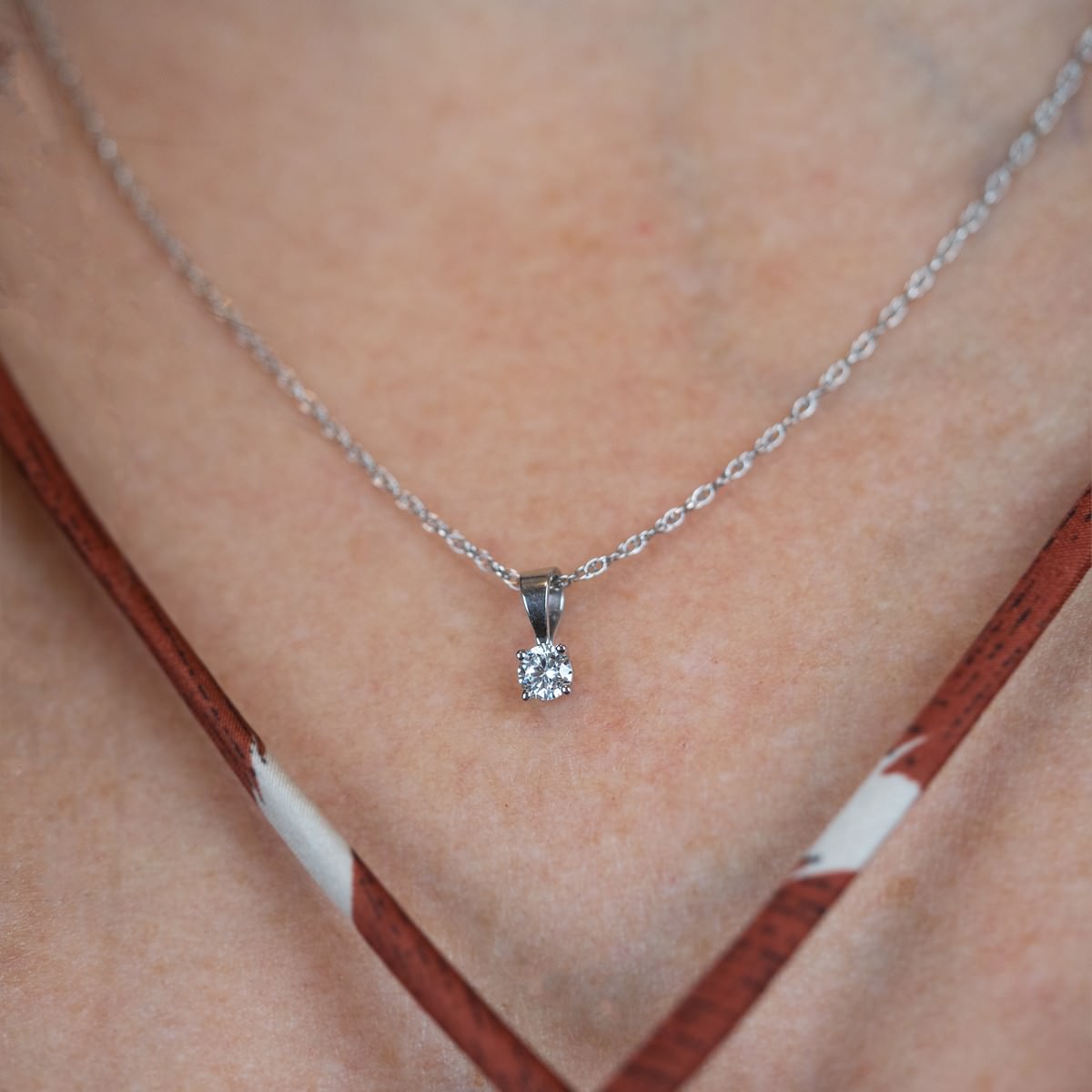 Solid Gold Lab-Created Diamond Bezel Pendant Necklace
