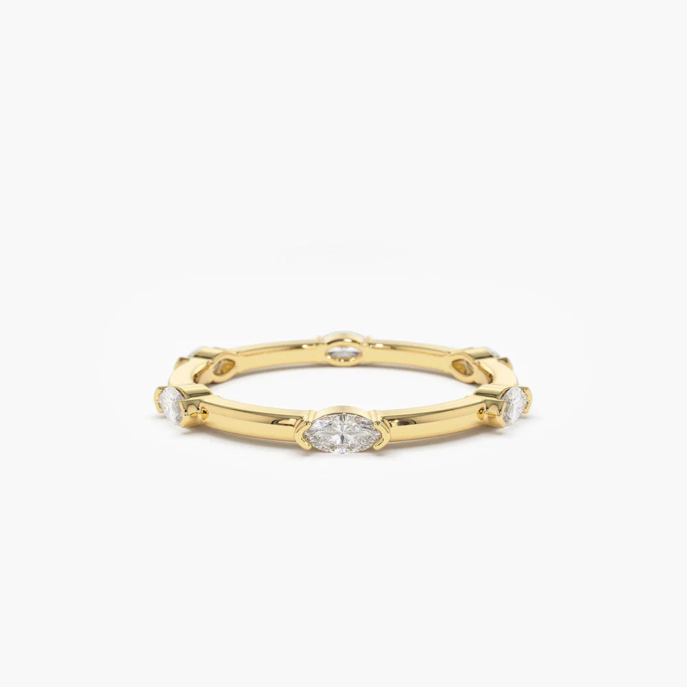 Solid Gold Stackable Marquise Diamond Eternity Ring