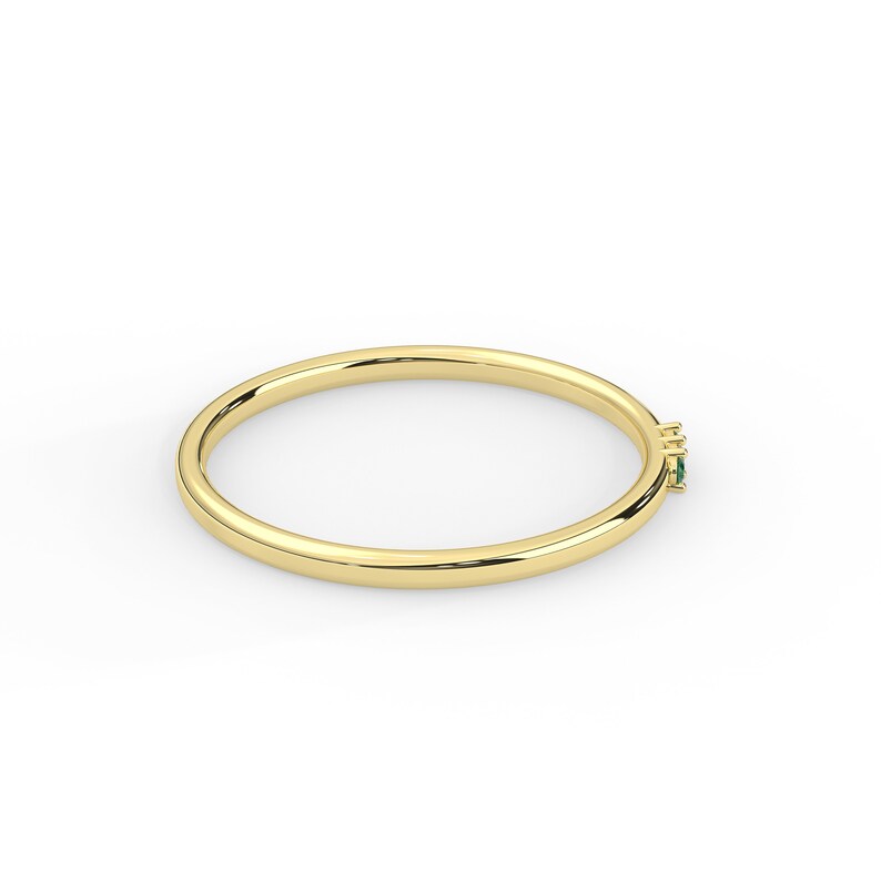 Solid Gold 1.2 MM Natural Emerald and Diamond Ring