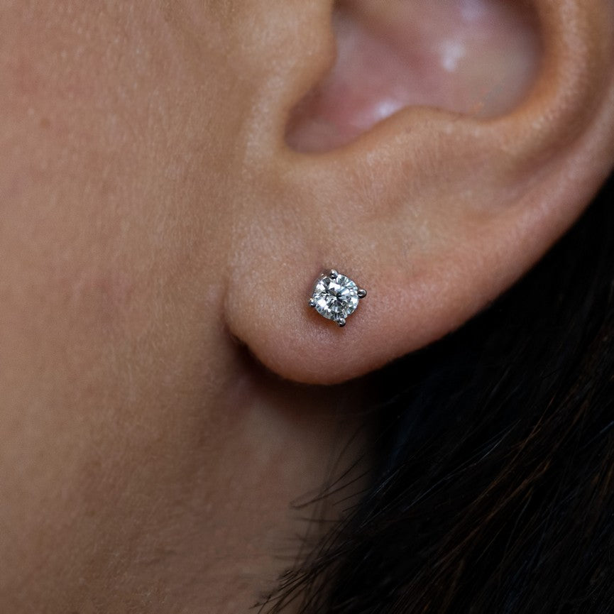 Solid Gold Lab-Created Diamond 4-Prong Stud Earrings (978C31)