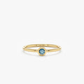 14K Solid Gold Natural Blue Diamond Bezel Ring