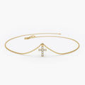 Solid Gold Lab-Grown Diamond Cross Charm Bracelet