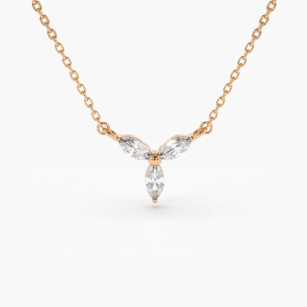 Solid Gold Marquise Diamond Necklace