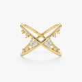 Solid Gold Crossover Diamond Cluster Ring (69DB06)