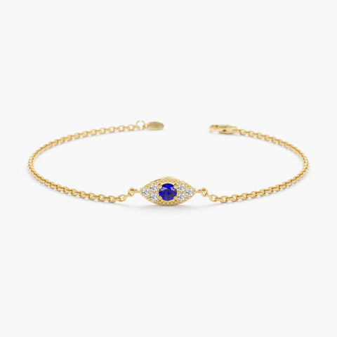 Solid Gold Bold Sapphire Diamond Eye Bracelet