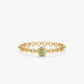 Solid Gold Peridot Chain Ring (701B9F)